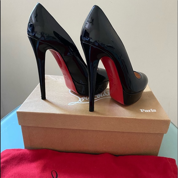 Authentic Christian Louboutin - Black Leather Bianca Platform Pumps Size 36 New - Picture 3 of 16